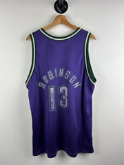 Vintage 90s NBA Champion Milwaukee Bucks Robinson Purple Basketball Jersey