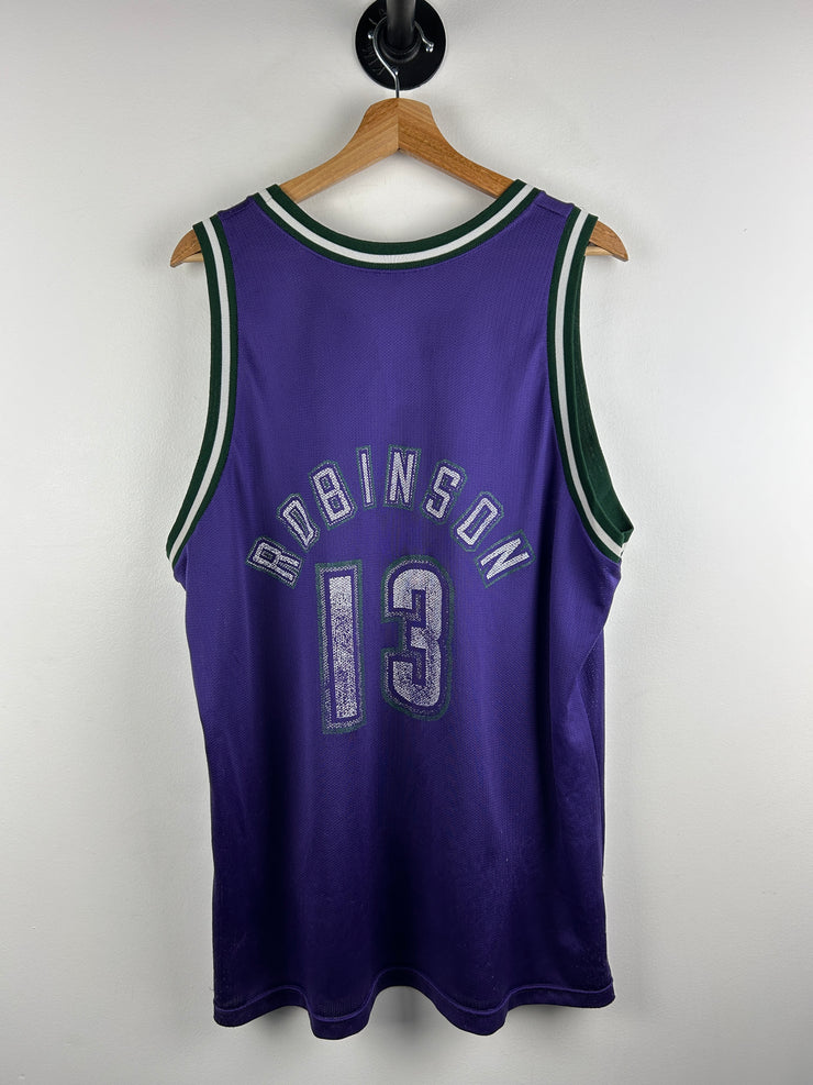Vintage 90s NBA Champion Milwaukee Bucks Robinson Purple Basketball Jersey