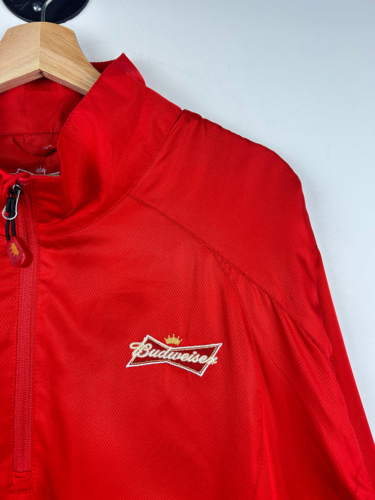 Vintage Budweiser Red Quarter Zip Red Windbreaker