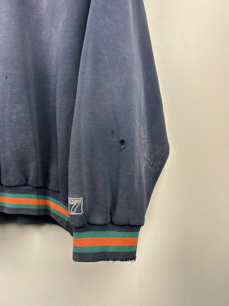 Vintage 90s NFL Logo 7 Miami Dolphins Embroidered Navy Crewneck