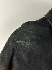 Vintage 90s Black Leather Suede Faded Bomber Jacket