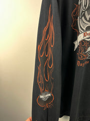 Vintage 2005 Harley Davidson Ace Of Spades Flames Florida Black Long Sleeve