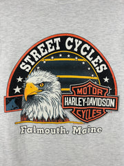 Vintage 90s Harley Davidson Rose Flower Maine Grey Tee