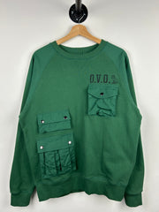 OVO Multi Cargo Pocket Green Crewneck