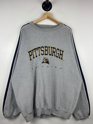 Vintage Pittsburgh Panthers Embroidered Grey Crewneck
