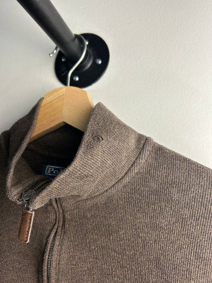 Vintage 90s Polo Ralph Lauren Brown Quarter Zip Sweater
