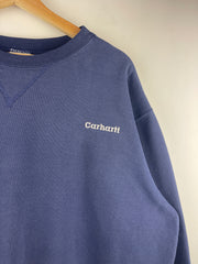 Vintage 90s Carhartt Spellout Embroidered Navy Crewneck