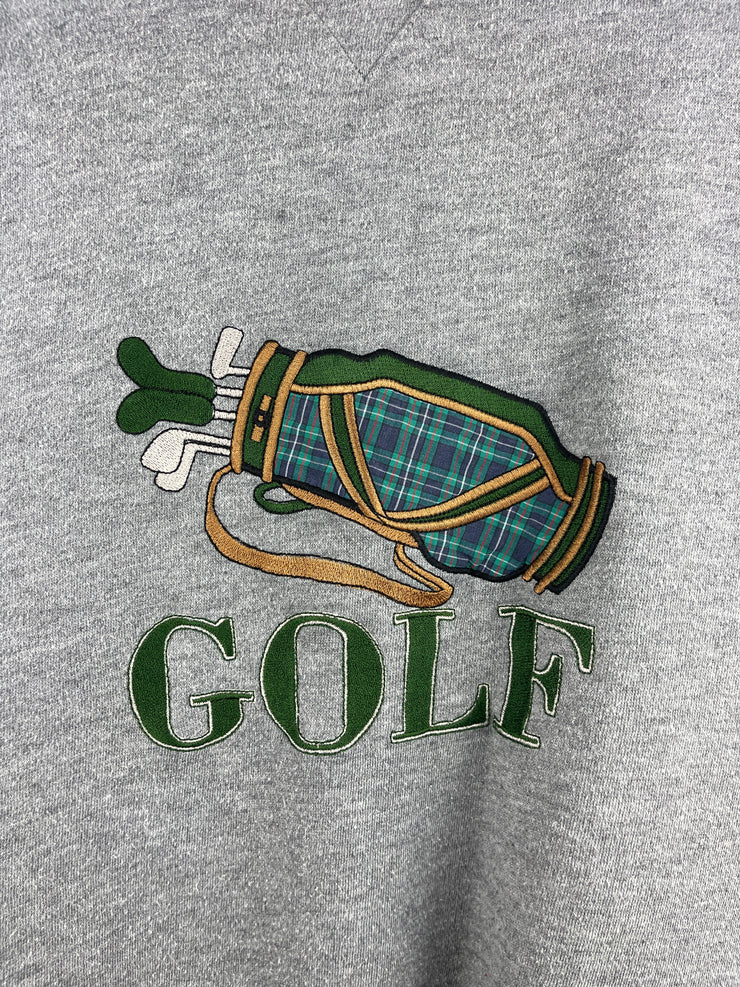 Vintage 90s Golf Bag Embroidered Grey Crewneck