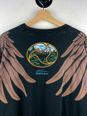 Vintage 90s Liquid Blue Eagle All Over Print Black Tee