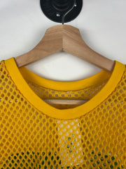 Vintage 80s Champion Yellow & Green Cropped Mesh Football Jersey