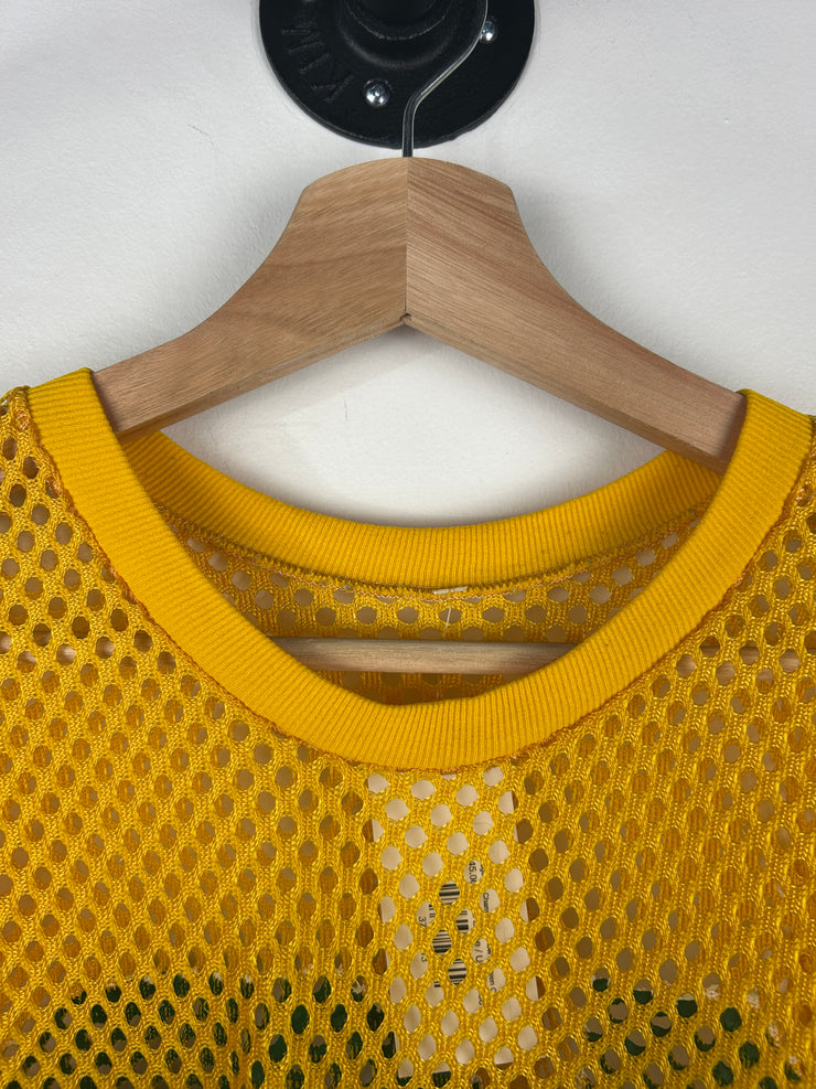 Vintage 80s Champion Yellow & Green Cropped Mesh Football Jersey