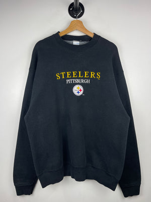 Vintage 90s NFL Salem Pittsburgh Steelers Embroidered Black Crewneck
