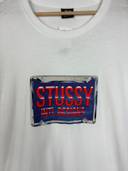 Stussy Chrome License Plate White Tee