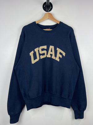 Vintage 90s US Air Force USAF Embroidered Navy Crewneck