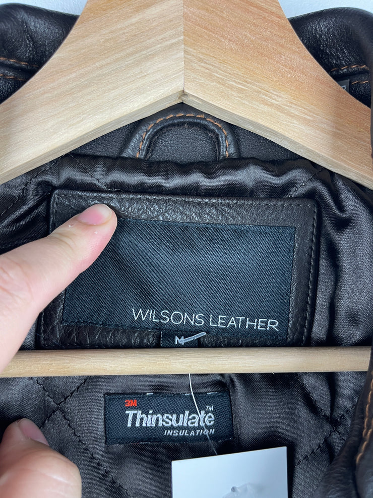 Vintage Wilsons Thinsulate Insulated Straight Cut Dark Brown Leather Jacket