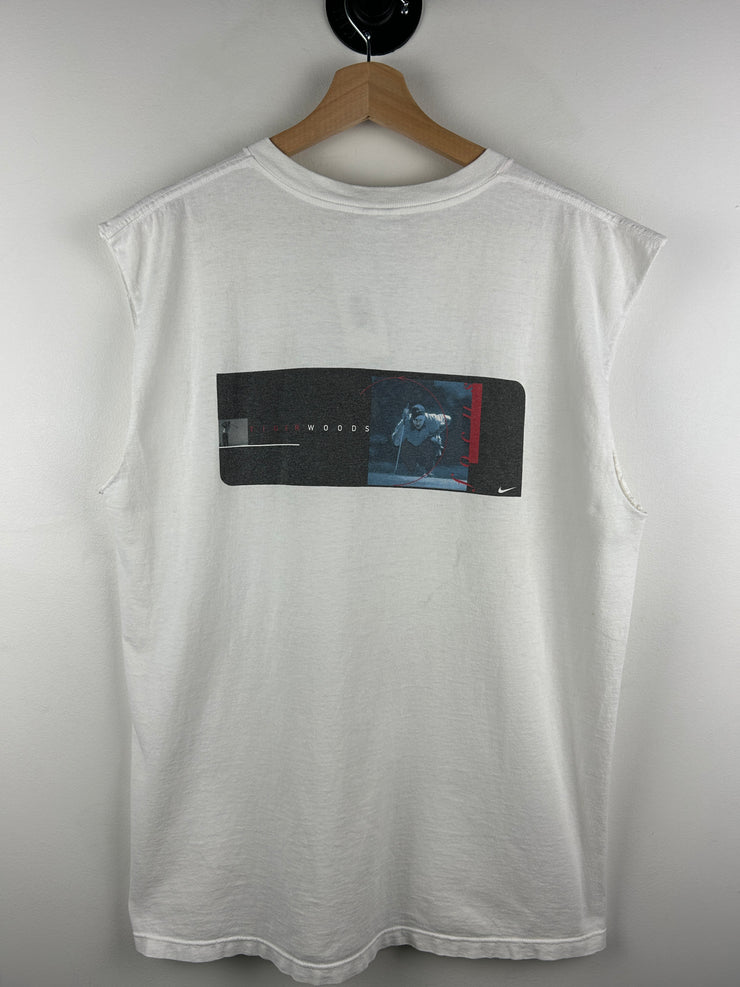 Vintage 90s Nike Golf Tiger Woods White Cut Off Tank Top