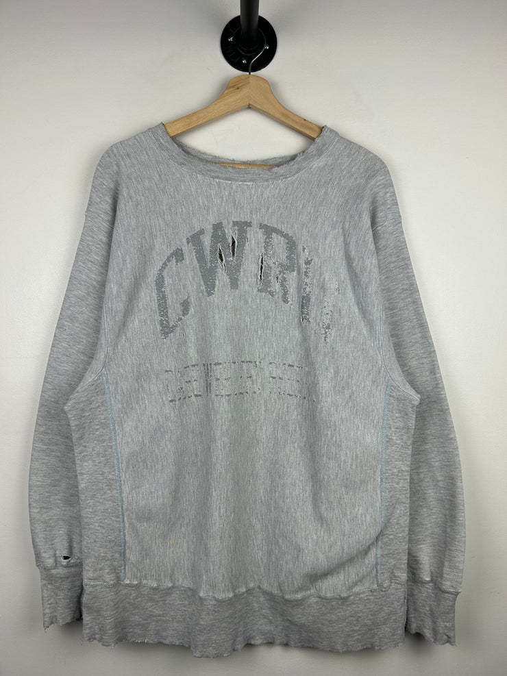 Vintage 80s Champion Reverse Weave Case Western Reserve University Grey Crewneck
