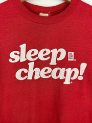 Vintage 70s Velva Sheen Red Roofs Inns Sleep Cheap Red Tee