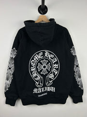 Chrome Hearts Malibu Floral Horseshoe Black Thermal Zip Up Hoodie