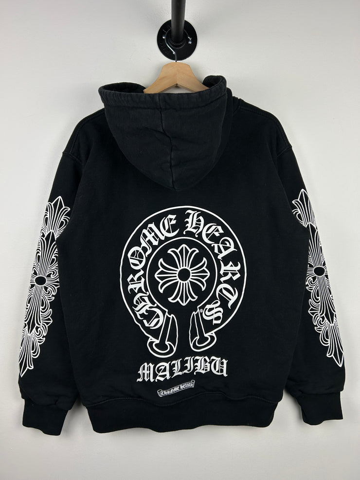 Chrome Hearts Malibu Floral Horseshoe Black Thermal Zip Up Hoodie