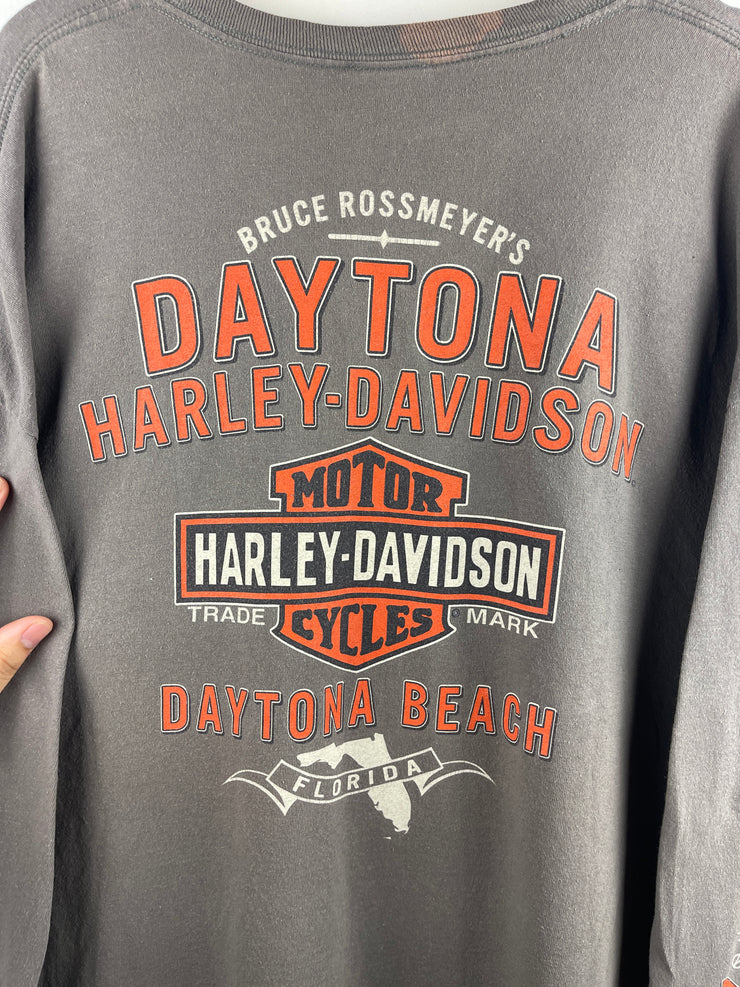 Vintage Harley Davidson Bike Week Daytona Beach Grey Long Sleeve