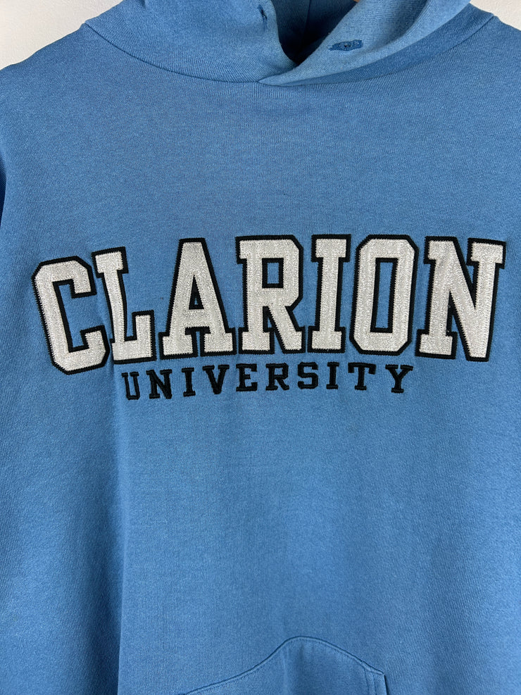 Vintage 90s Russell Athletic Clarton University Embroidered Baby Blue Hoodie