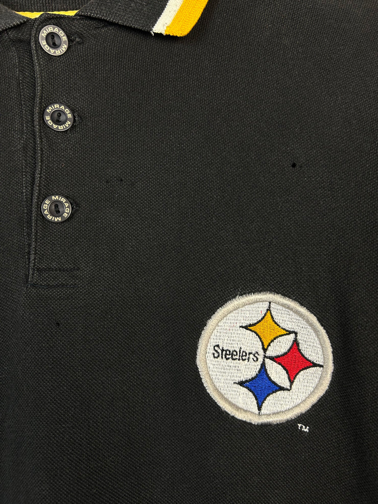 Vintage 90s NFL Mirage Pittsburgh Steelers Polo Rugby Long Sleeve