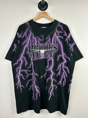 Vintage 90s Brooks & Dunn Stampede '93 Lightning All Over Print Black Tee