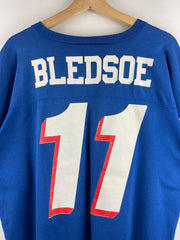 Vintage 90s NFL Logo 7 New England Patriots Bledsoe Blue Football Jersey