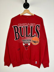 Vintage 90's Logo 7 Chicago Bulls Red Crewneck