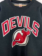 Vintage 90s NHL New Jersey Devils Embroidered Black Crewneck