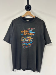 Vintage 1989 Harley Davidon Eagle Faded Black Tee