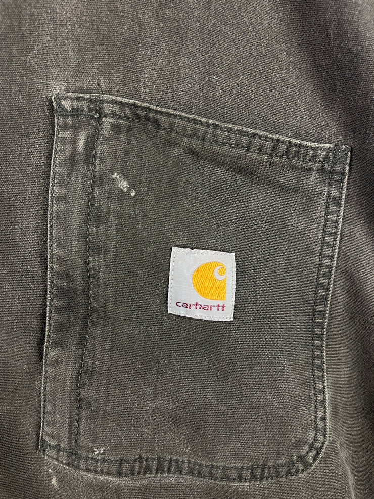 Vintage Carhartt Blanket Lined Faded Black Button Up Long Sleeve Shirt
