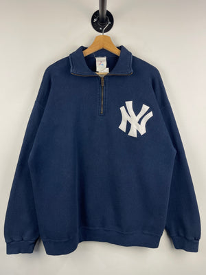 Vintage 90s MLB Majestic New York Yankees Navy Quarter Zip Sweater