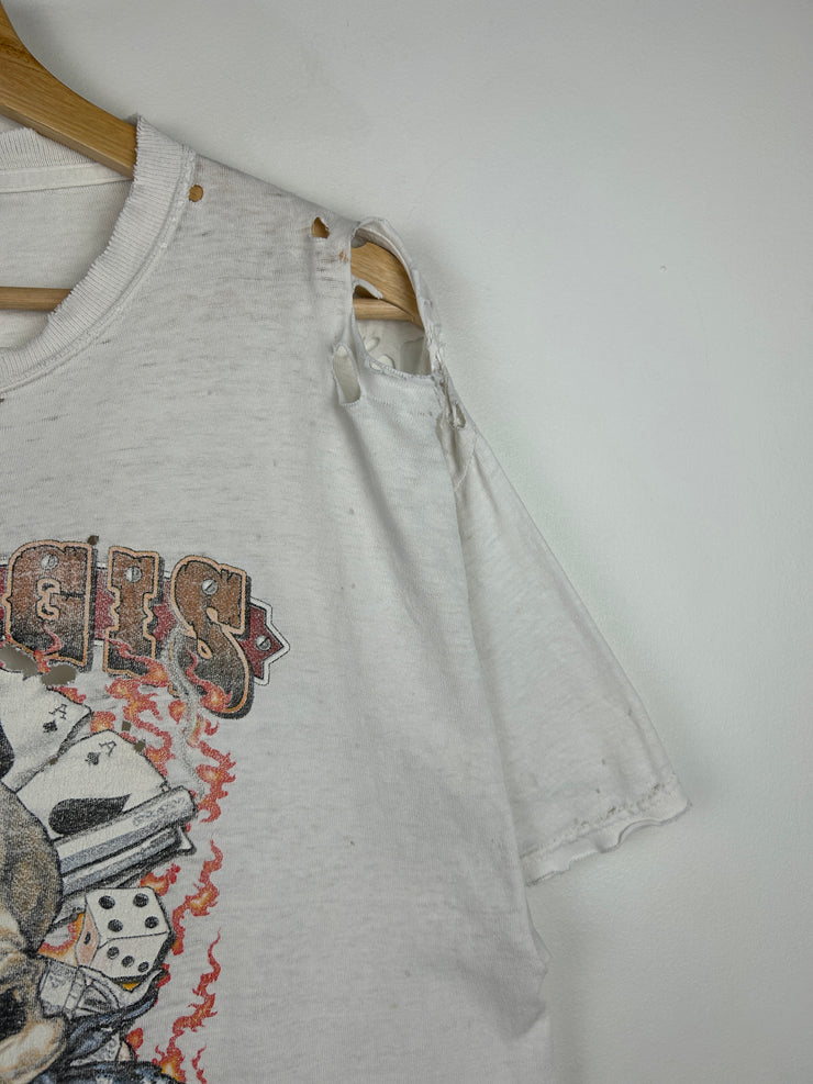 Vintage Sturgis Black Hills Rally Skull Thrashed White Tee