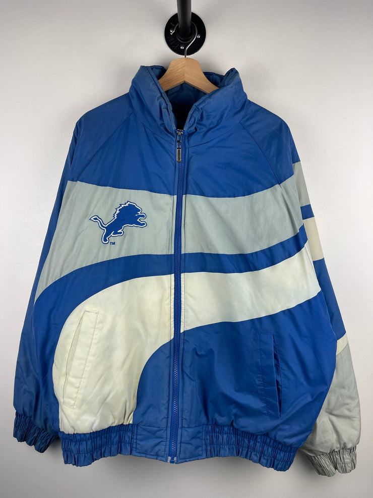Vintage 90s NFL Logo 7 Detroit Lions Blue & Grey Jacket