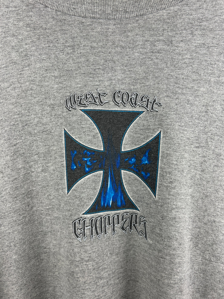 Vintage West Coast Choppers Motorcycle Sleeve Print Grey Long Sleeve