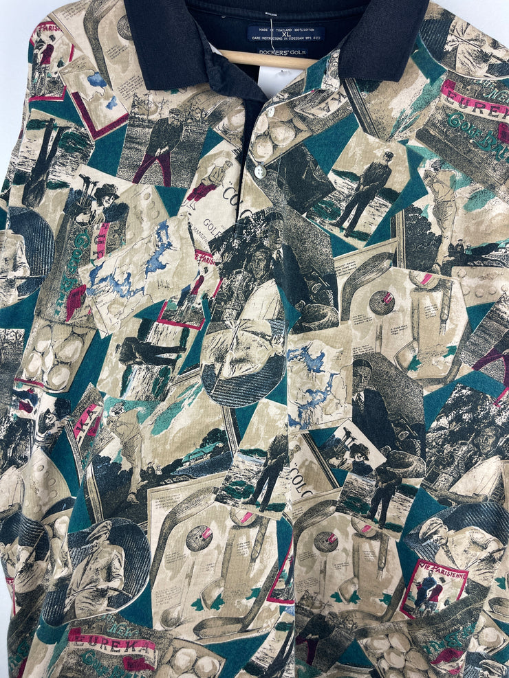 Vintage Dockers Golf All Over Print Polo Shirt