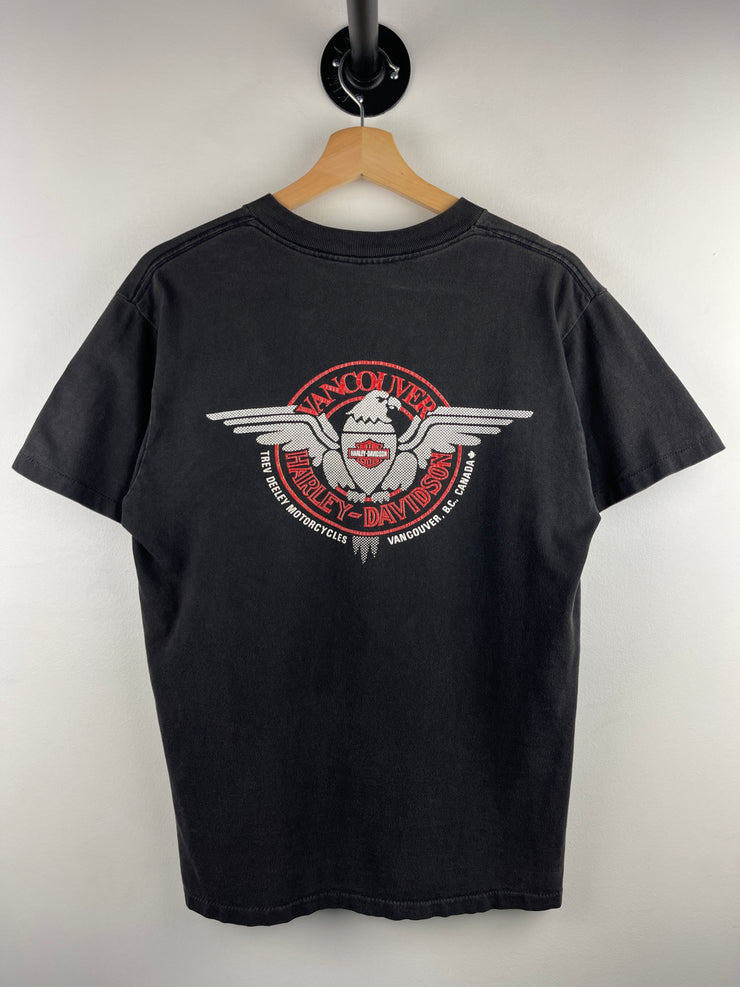 Vintage 90s Harley Davidson Vancouver Canada Polar Bear Black Tee