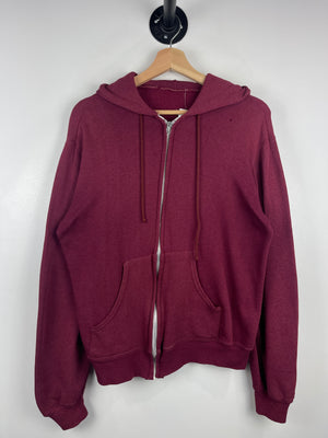 Vintage 80s Blank Faded Burgundy Zip Up Hoodie