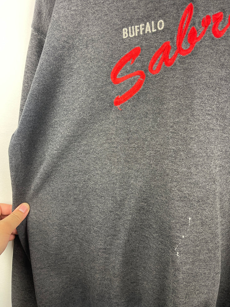 Vintage 90s NHL Buffalo Sabres Embroidered Faded Black Crewneck