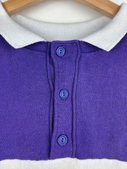 Vintage 80s Nutmeg LSU Purple & Yellow Collared Crewneck