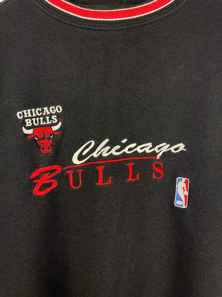 Vintage 90s NBA Logo Athletic Chicago Bulls Embroiderd Black Crewneck