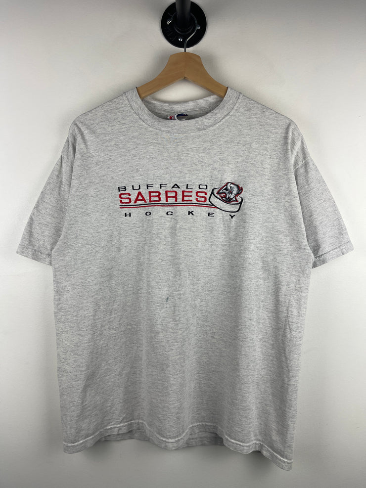 Vintage 90s NHL Buffalo Sabres Hockey Embroidered Grey Tee
