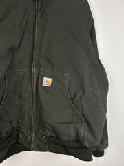 Vintage Carhartt Active Dark Green Fleece Lined Hooded Jacket J158 DGR