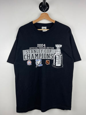 Vintage NHL Lee Sport Tampa Bay Lightning Stanley Cup Champions Black Tee