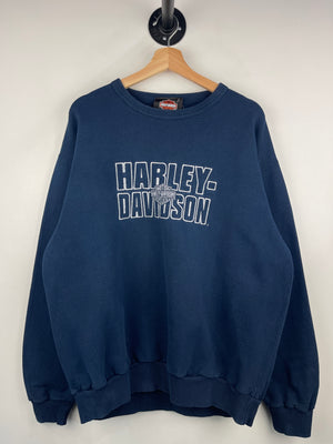 Vintage 90s Harley Davidson Embroidered Navy Crewneck