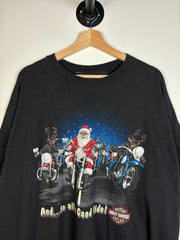 Vintage 90's Harley Davidson Santa Black Tee