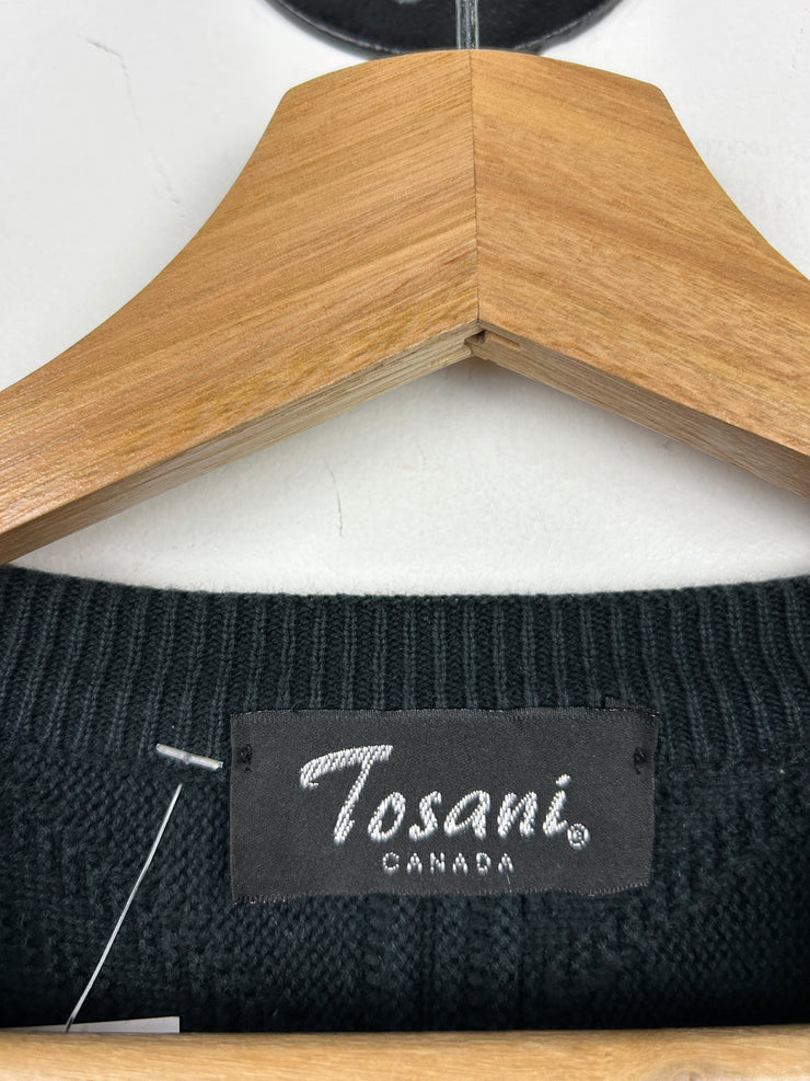 Vintage 90s Tosani 3D Pattern Black Knit Sweater