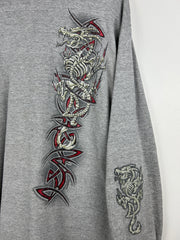 Vintage 2002 Top Heavy Dragons Tribal Grey Long Sleeve